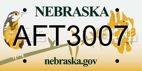 AFT3007 Nebraska License Plate