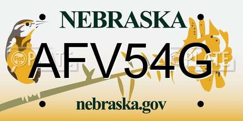 AFV54G Nebraska License Plate