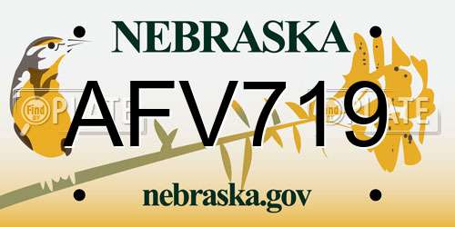 AFV719 Nebraska License Plate
