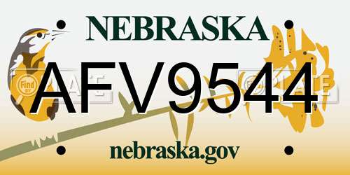 AFV9544 Nebraska License Plate