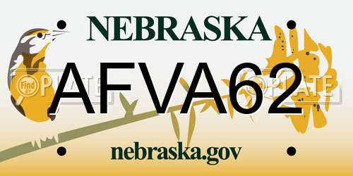 AFVA62 Nebraska License Plate