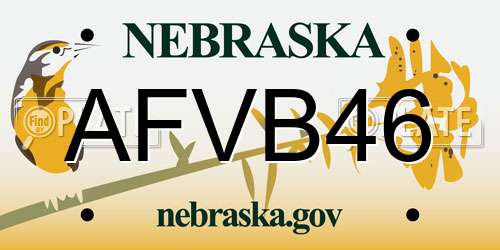 AFVB46 Nebraska License Plate