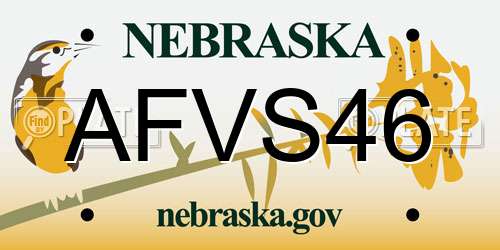 AFVS46 Nebraska License Plate