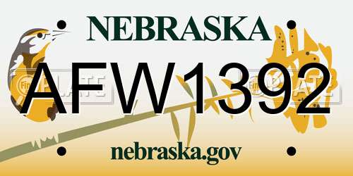 AFW1392 Nebraska License Plate