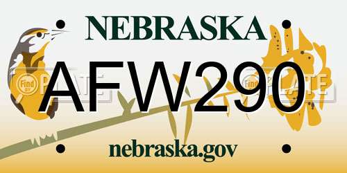 AFW290 Nebraska License Plate