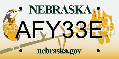 AFY33E Nebraska License Plate