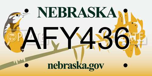 AFY436 Nebraska License Plate
