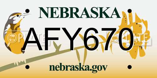 AFY670 Nebraska License Plate