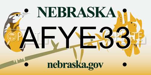 AFYE33 Nebraska License Plate