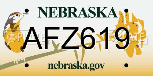 AFZ619 Nebraska License Plate