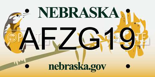 AFZG19 Nebraska License Plate