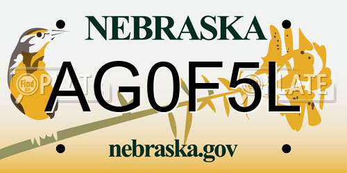 AG0F5L Nebraska License Plate