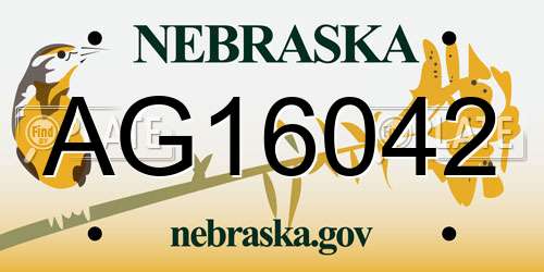 AG16042 Nebraska License Plate
