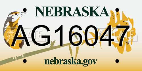 AG16047 Nebraska License Plate