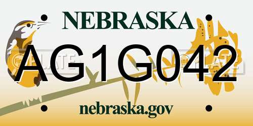 AG1G042 Nebraska License Plate