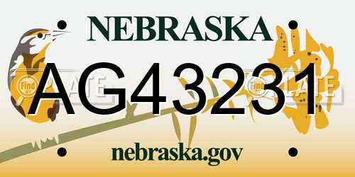 AG43231 Nebraska License Plate
