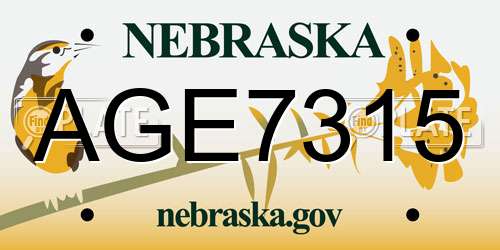 AGE7315 Nebraska License Plate