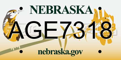 AGE7318 Nebraska License Plate