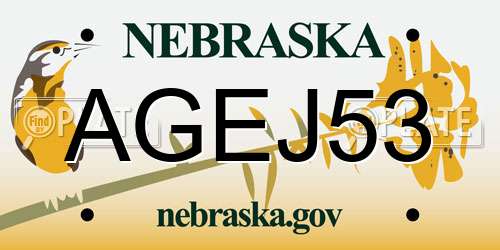 AGEJ53 Nebraska License Plate