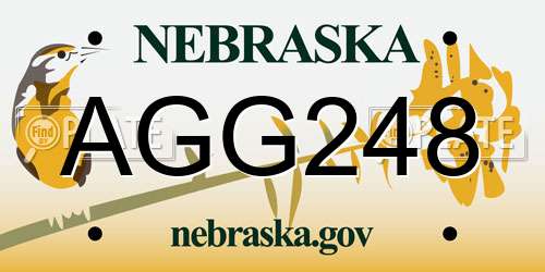 AGG248 Nebraska License Plate