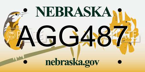 AGG487 Nebraska License Plate