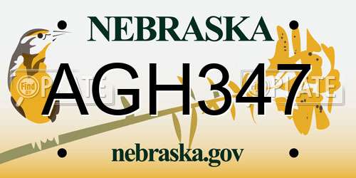 AGH347 Nebraska License Plate