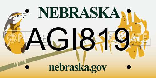 AGI819 Nebraska License Plate