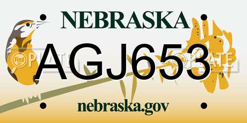 AGJ653 Nebraska License Plate