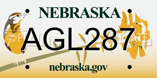 AGL287 Nebraska License Plate
