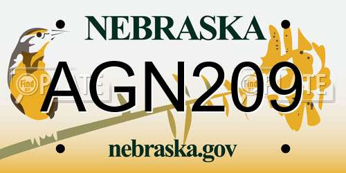 AGN209 Nebraska License Plate
