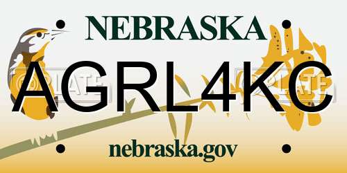 AGRL4KC Nebraska License Plate