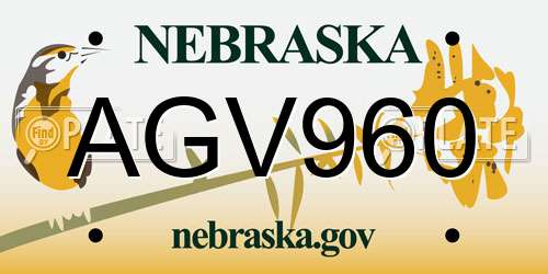 AGV960 Nebraska License Plate