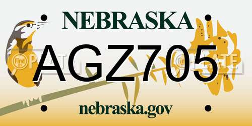 AGZ705 Nebraska License Plate