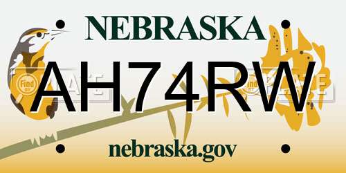 AH74RW Nebraska License Plate