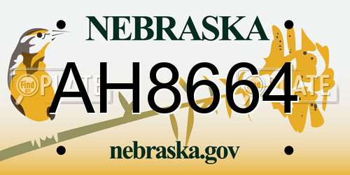 AH8664 Nebraska License Plate