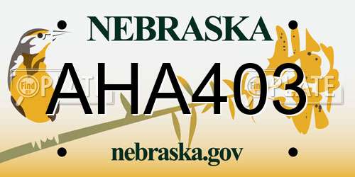 AHA403 Nebraska License Plate