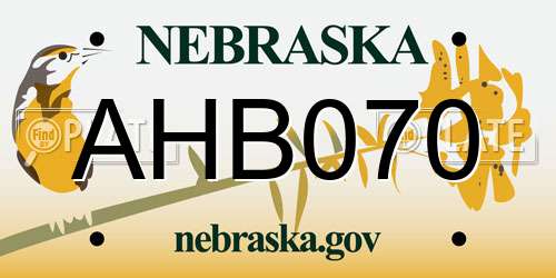 AHB070 Nebraska License Plate