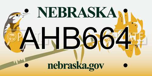 AHB664 Nebraska License Plate