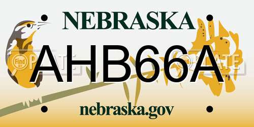 AHB66A Nebraska License Plate