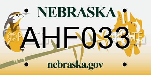 AHF033 Nebraska License Plate