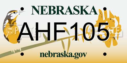 AHF105 Nebraska License Plate