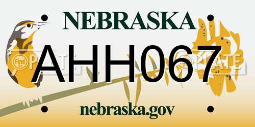 AHH067 Nebraska License Plate