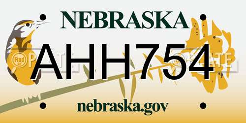 AHH754 Nebraska License Plate