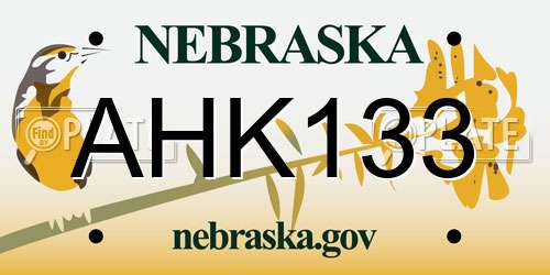 AHK133 Nebraska License Plate