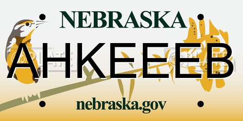 AHKEEEB Nebraska License Plate