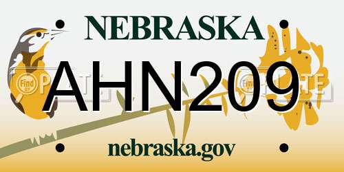 AHN209 Nebraska License Plate