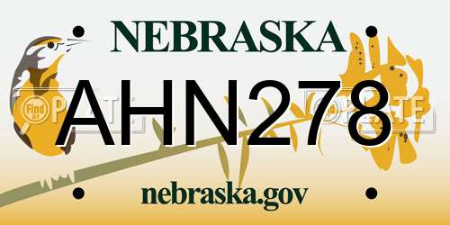 AHN278 Nebraska License Plate