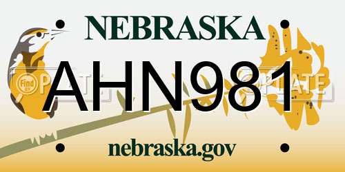 AHN981 Nebraska License Plate