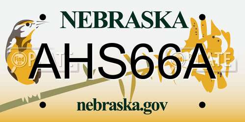 AHS66A Nebraska License Plate