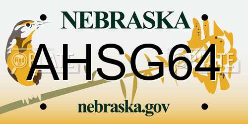 AHSG64 Nebraska License Plate